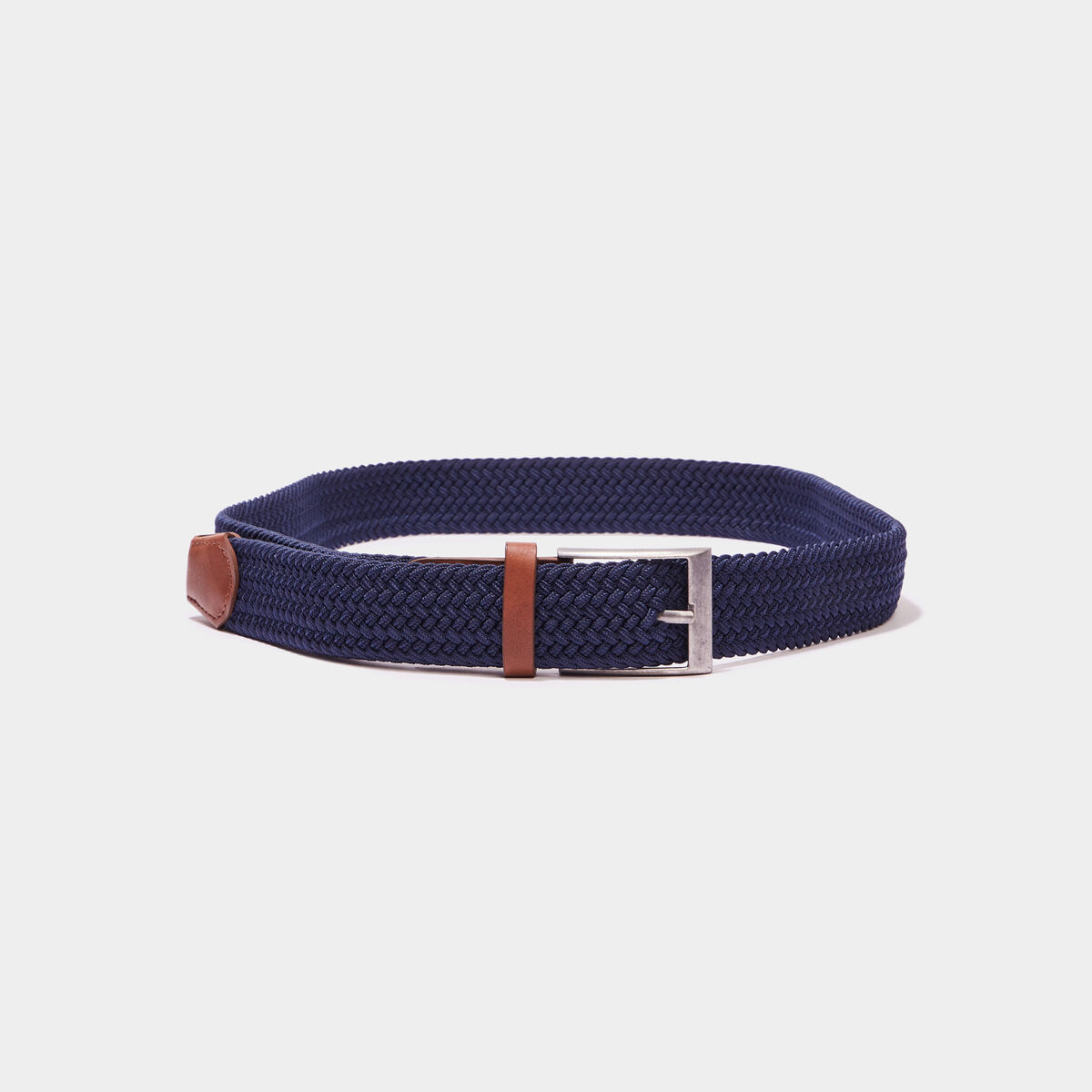 Ceinture tress&eacute;e bleu marine homme
