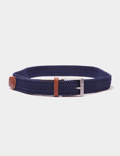 Ceinture tressée bleu marine homme
