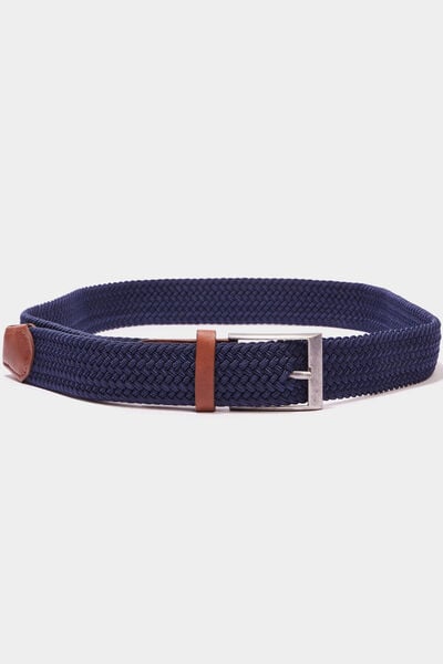 Ceinture tress&eacute;e bleu marine homme