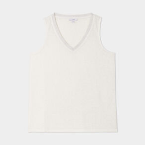debardeur col en v sans manches blanc femme Débardeur col en V sans manches blanc femme