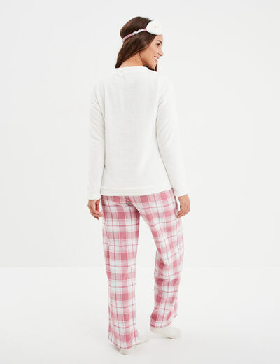 Ensemble pyjama effet polaire 3 pièces rose femme