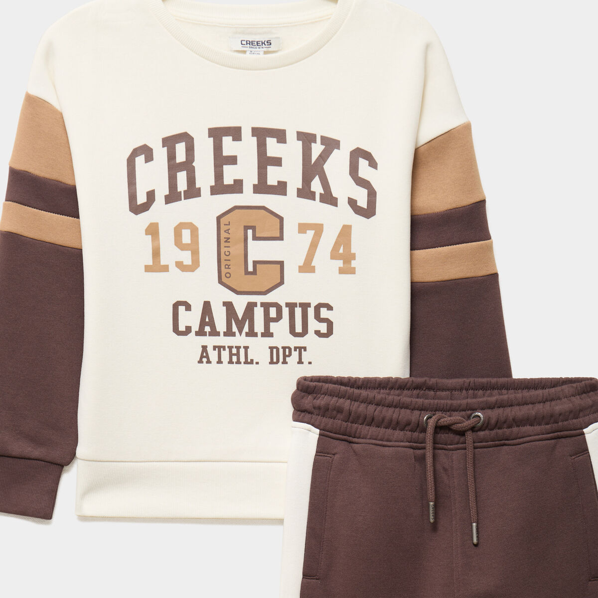 Ensemble de jogging sweat et pantalon marron fonc&eacute; gar&ccedil;on