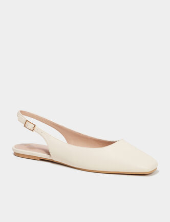 Ballerines slingback bouts carr&eacute;s blanc femme
