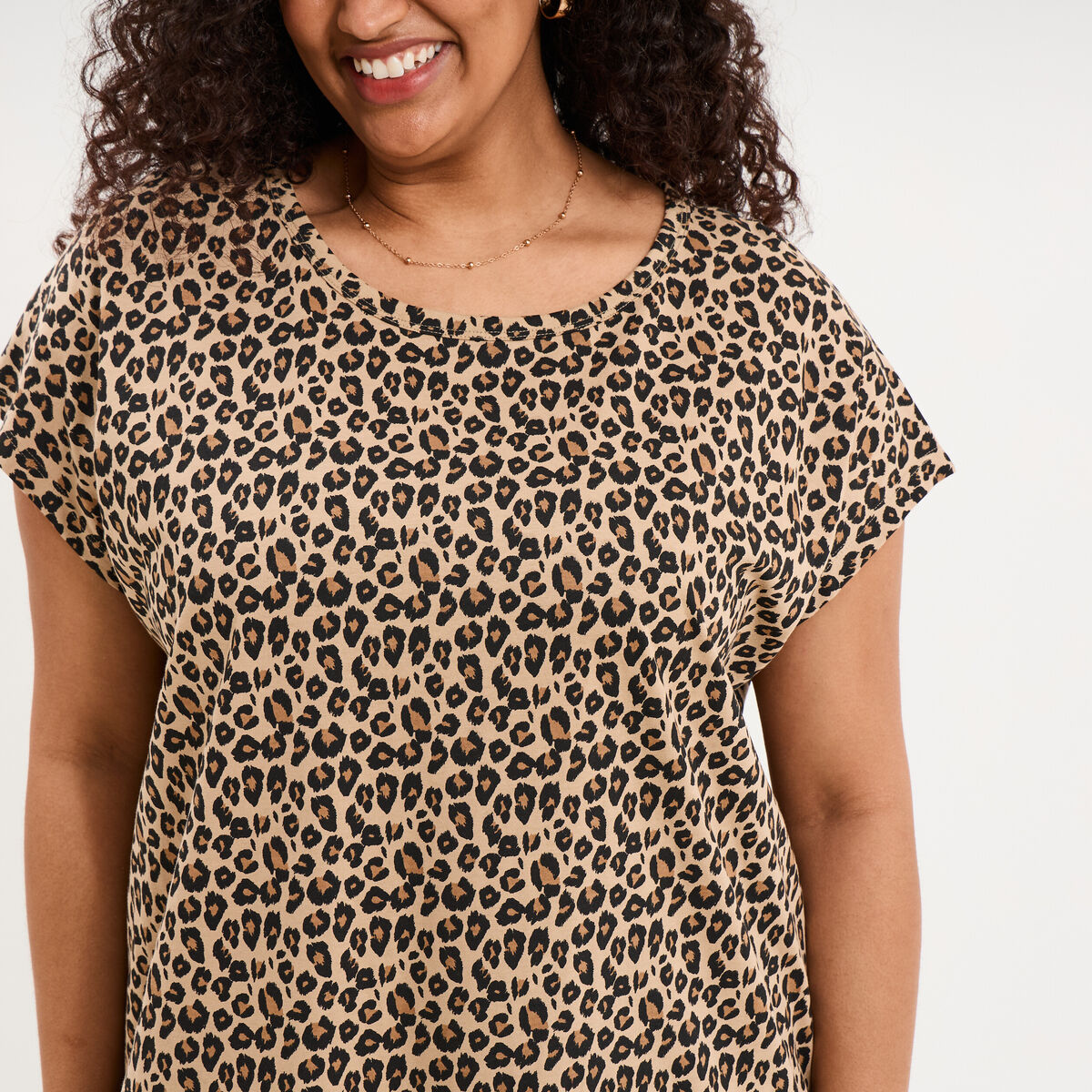 Robe courte droite manches courtes sable femme grande taille