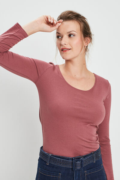 T-shirt manches longues rose cerise femme
