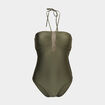Maillot de bain une pièce détail crochet vert kaki femme