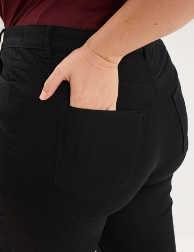 Pantalon droit taille haute extensible noir femme grande taille