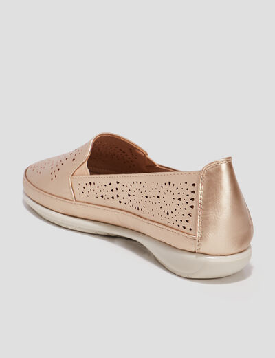Mocassins perforées jaune or femme