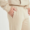 Pantalon jogging droit molleton beige homme