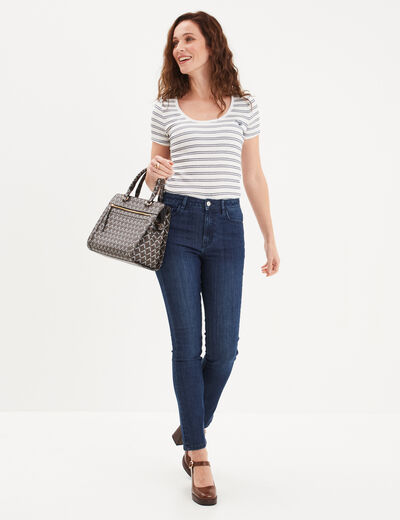T-shirt col rond manches courtes Creeks blanc femme