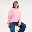 Pull manches courtes col rond rose femme grande taille