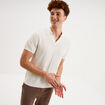 Polo manches courtes textur&eacute; coton blanc homme