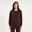 Sweat hoodie 1 poche &agrave; capuche marron fonc&eacute; femme
