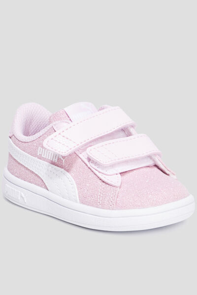 Tennis basses pailletées Puma Smash rose bébé fille
