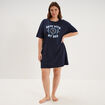 Chemise de nuit courte coton bleu marine femme grande taille