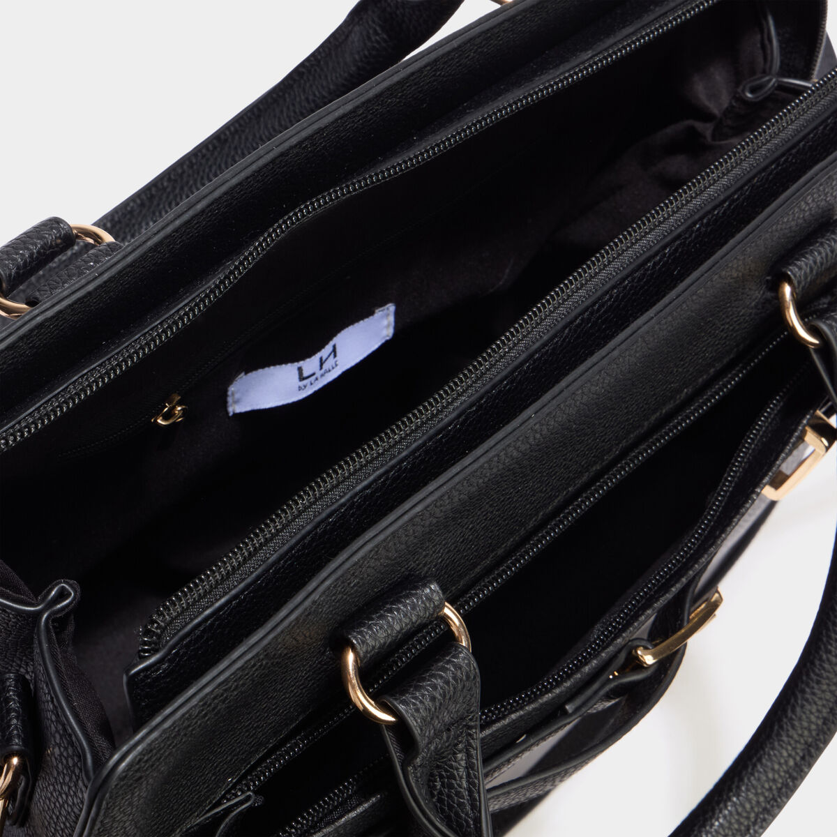 Sac &agrave; main avec boucle devant noir femme