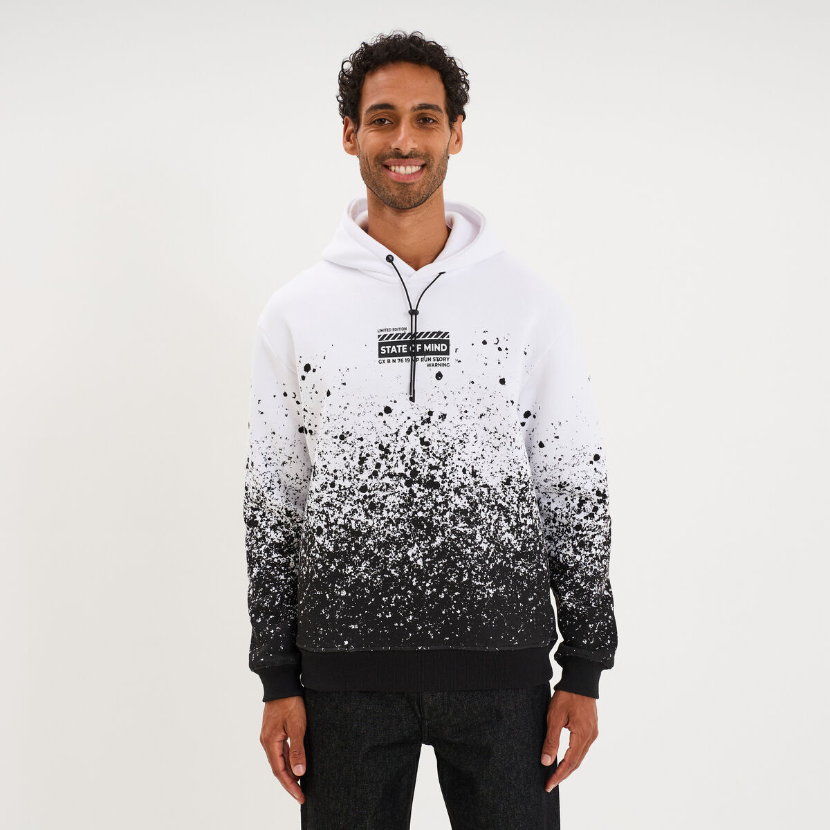 Sweat hoodie &agrave; capuche blanc homme