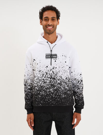Sweat hoodie &agrave; capuche blanc homme