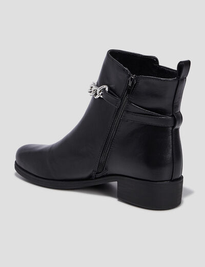 Bottines à détails chaînes noir femme