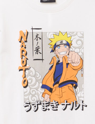 T-shirt manches courtes coton Naruto blanc garçon
