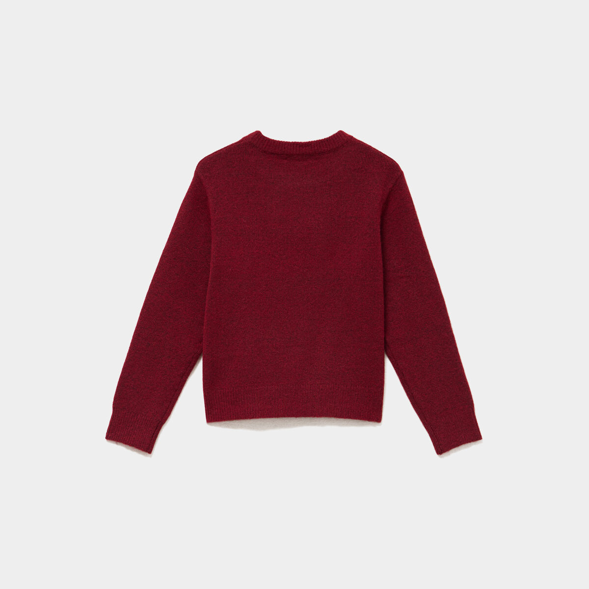 Pull col rond manches longues bordeaux fille