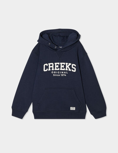 Sweat hoodie oversize à capuche bleu marine garçon