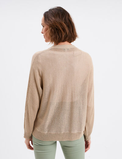 Gilet manches chauves-souris beige femme