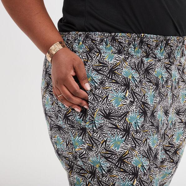 Pantalon fluide taille élastiquée noir femme grande taille