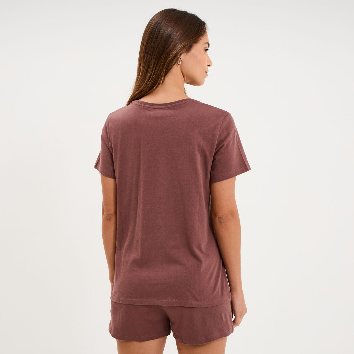 Ensemble pyjama short t-shirt coton marron chocolat femme
