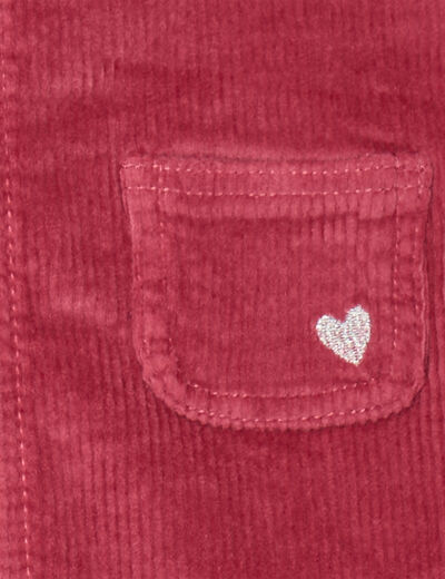 Robe chasuble effet velours côtelé coton vieux rose bébé fille
