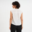 Blouse col tunisien sans manches coton blanc femme