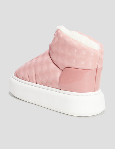 Chaussons bottines à plateformes rose femme