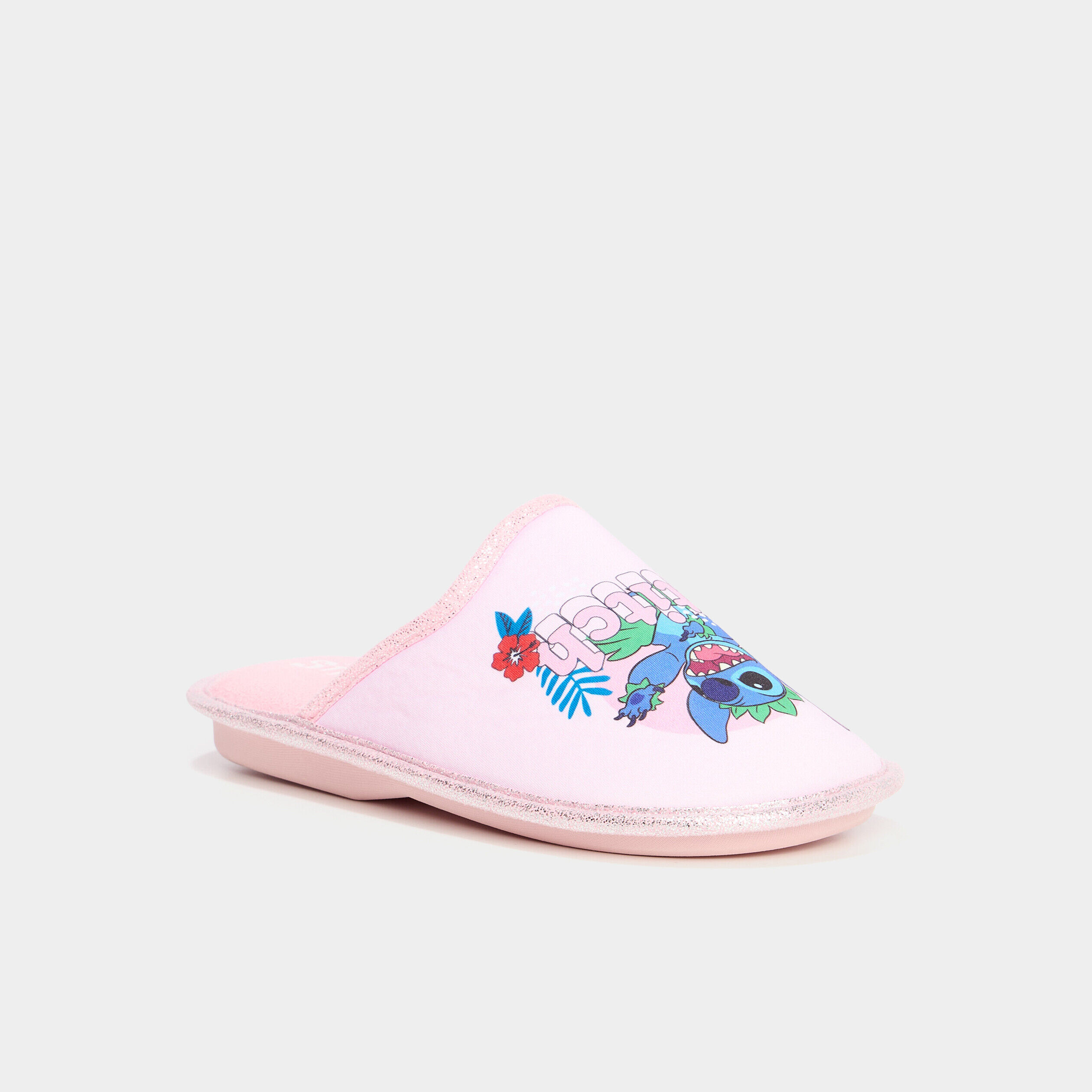 Chaussons mules Stitch rose femme