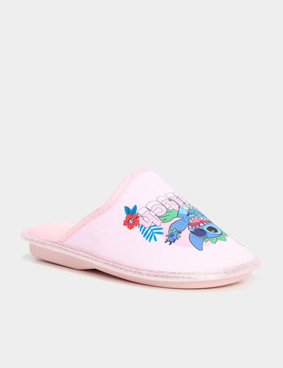 Chaussons mules Stitch rose femme
