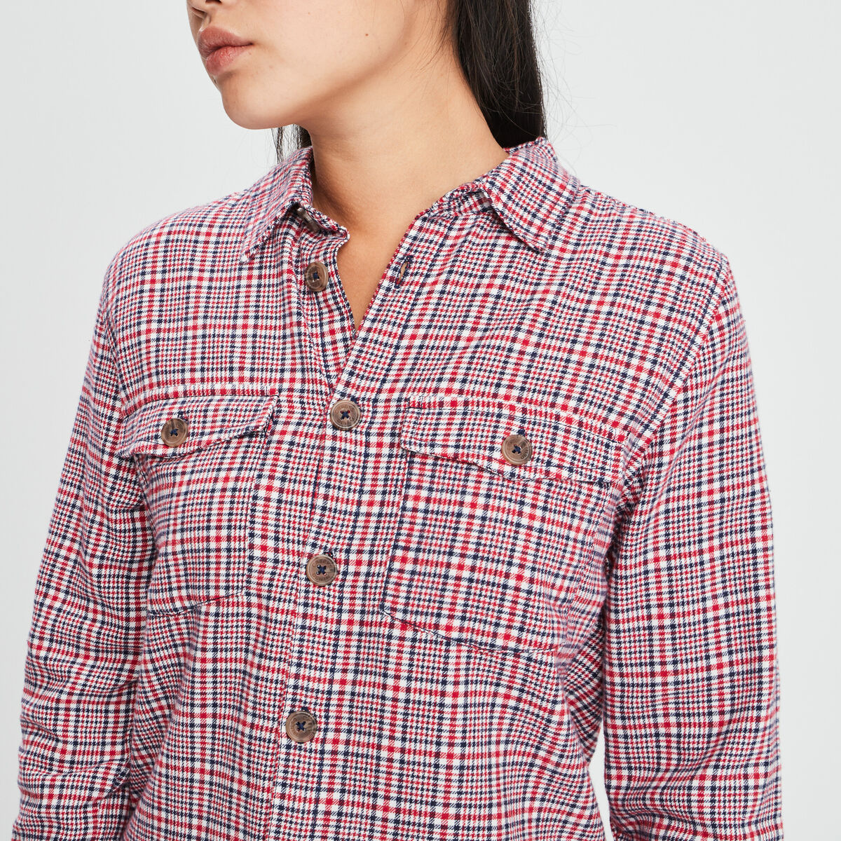 Chemise manches longues Creeks rouge femme