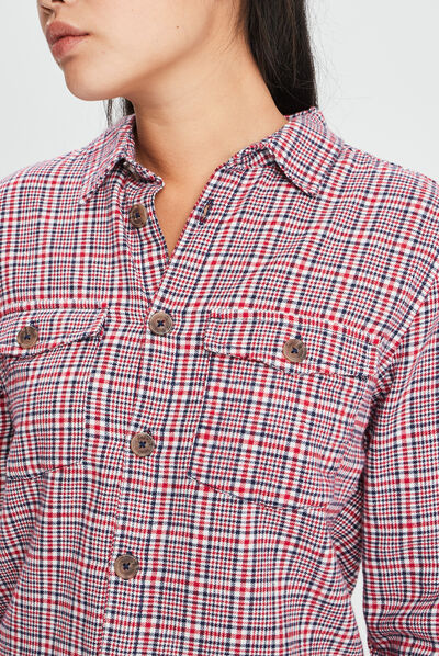 Chemise manches longues Creeks rouge femme