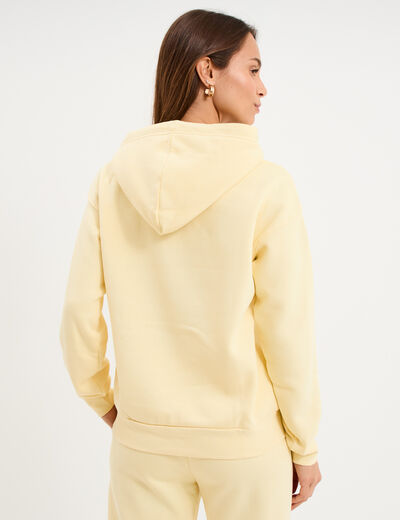 Sweat hoodie molleton &agrave; capuche jaune clair femme