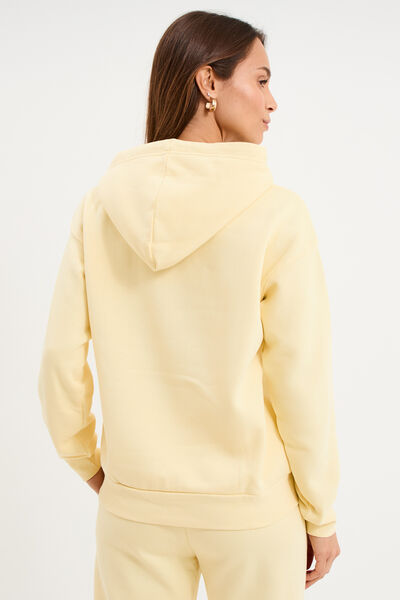 Sweat hoodie molleton &agrave; capuche jaune clair femme