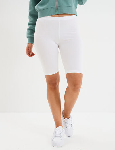 Short cycliste coton stretch blanc femme