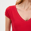 T-shirt col V ajust&eacute; manches courtes rouge femme