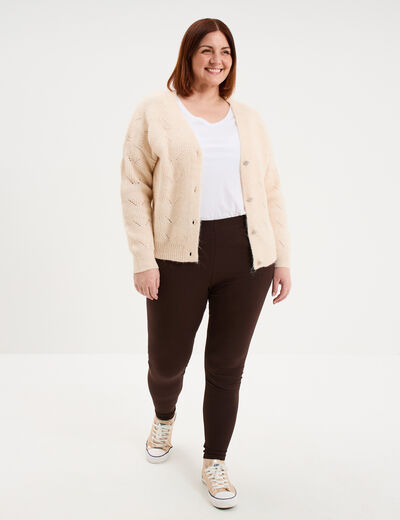 Legging avec taille &eacute;lastiqu&eacute;e marron fonc&eacute; femme grande taille