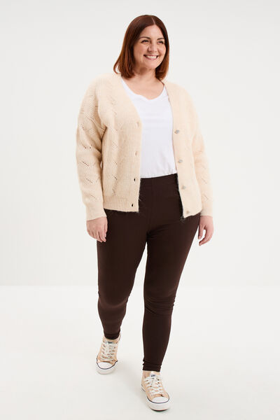 Legging avec taille &eacute;lastiqu&eacute;e marron fonc&eacute; femme grande taille