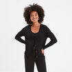 Gilet col en V boutonné noir femme
