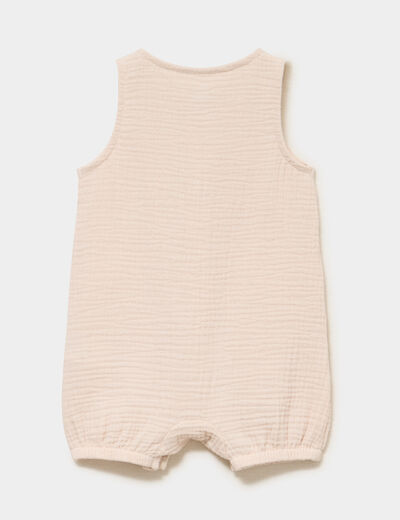 Combinaison coton sans manches taupe b&eacute;b&eacute;