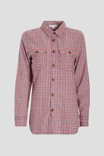Chemise manches longues Creeks rouge femme