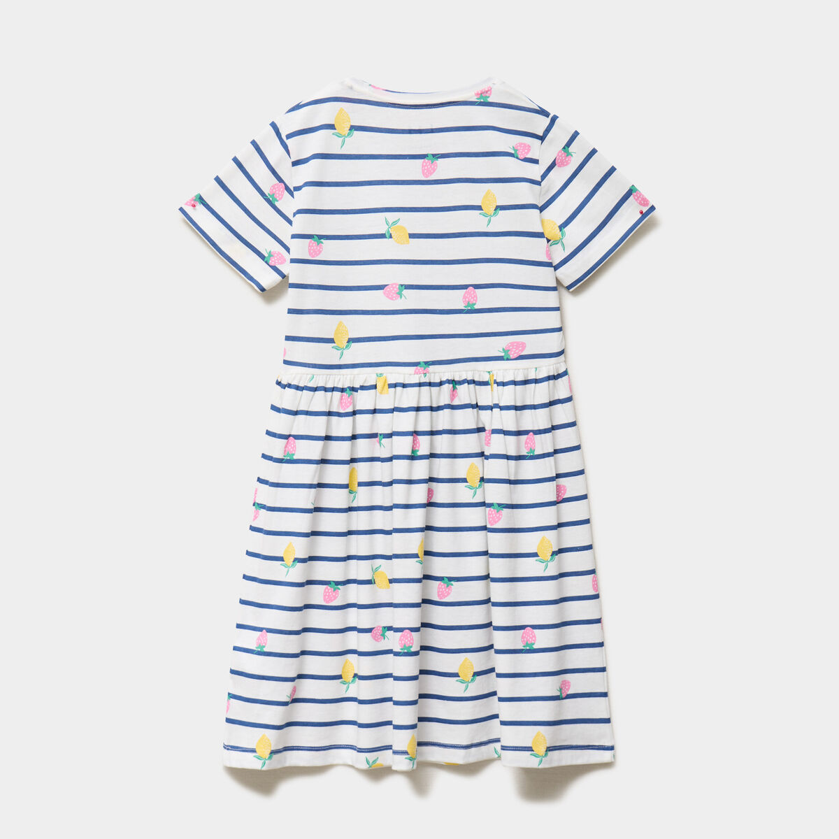 Robe courte &eacute;vas&eacute;e manches courtes coton ecru fille