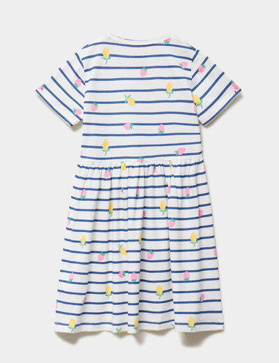 Robe courte &eacute;vas&eacute;e manches courtes coton ecru fille