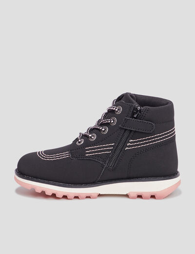 Bottines zippées Kickers Krally noir fille