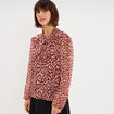 Blouse col lavalli&egrave;re manches longues bordeaux femme