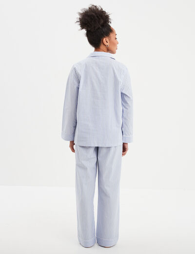 Ensemble pyjama pantalon chemise coton ecru femme